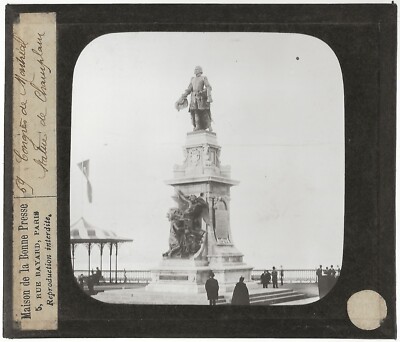Statue Samuel de Champlain Québec Foto Glasplatte Positiv 8,5x10 cm (Original)