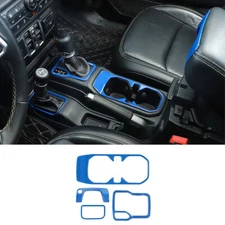 Blue Gear Shift Cup Holder Armrest Box Keyhole Trim kit For Jeep Wrangler JL 18+