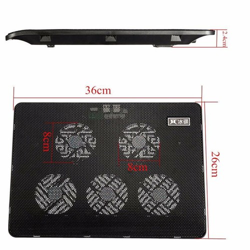 Portable Laptop Cooling Pad LED Dual USB 4 Fans Cooler Adjustable Stand Coolpad' - Picture 7 of 10