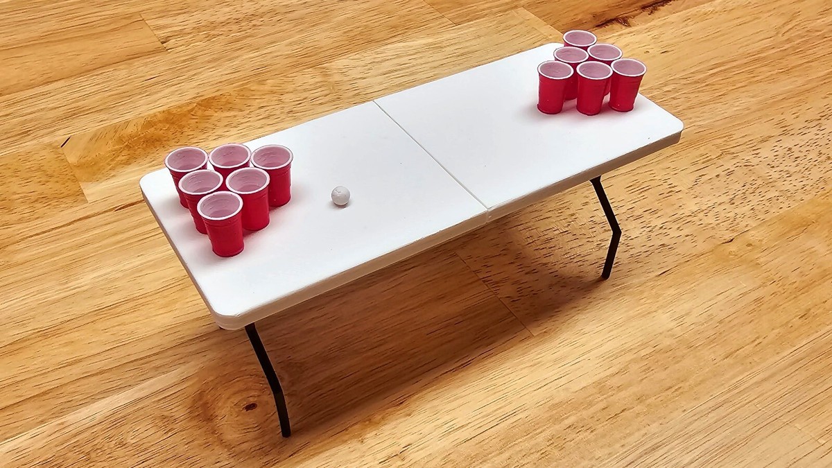 Mini Plastic Red Cups for Beer Pong - set of 12 with Ping Pong 