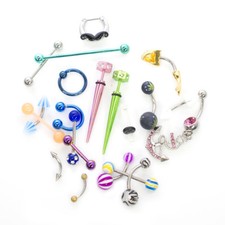 Pack Piercing Kit Assorted Jewelry Belly Nose Rings Barbells Studs 14G 16G 18G