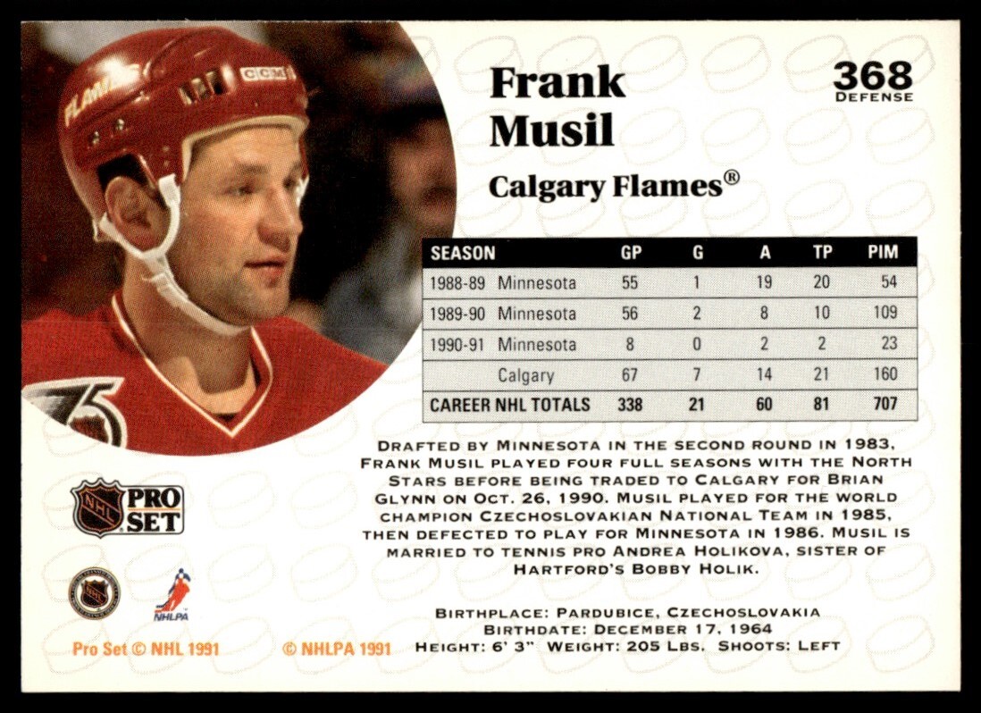 1991-92 Pro Set #368 Frank Musil Calgary Flames | eBay
