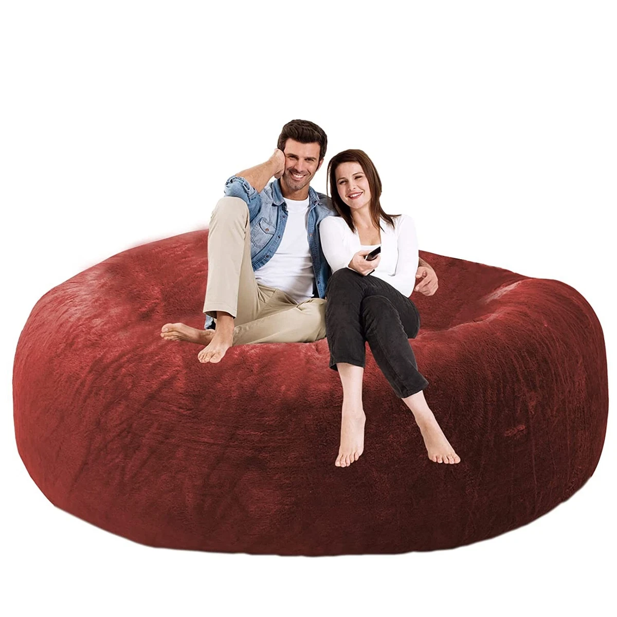 6ft Big Bean Bag Cover Comfy Bean Bag Fluffy Lazy Sofa Giant Red Without  Beans