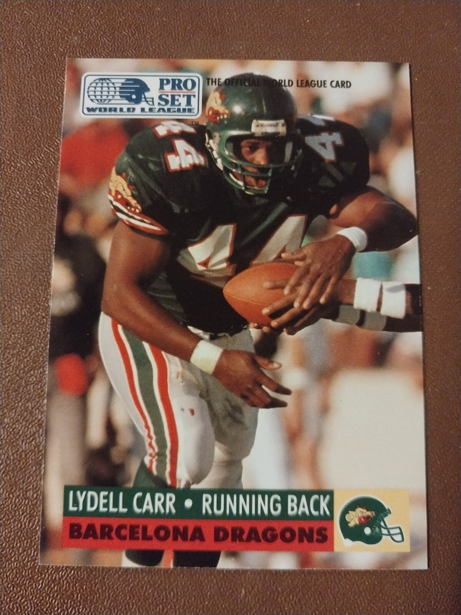 激激レア　メタリカ1989年カーク、ラーズ、ジェイソン、サイン入りツアーパンフ！ 1991 LYDELL CARR PRO SET WLAF WORLD LEAGUE CARD #32 BARCELONA