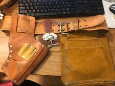 CUSTOM LEATHER CRAFT TOOL BELT 932M 46" W/DRILL HOLSTER