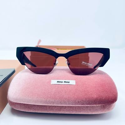 Miu Miu 59mm Semi Rimless Cat Eye Sunglasses goth BLACK DARK