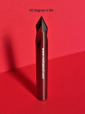 CARBIDE ROUTER V BIT 1/4'' DIAMETER 2 FLUTE 2'' OAL 60 DEGREE WOOD WORKING