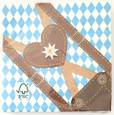 20 Servietten 33x33 Wiesn Bayern Oktoberfest Lederhose Dirndl Dekoration 9903344