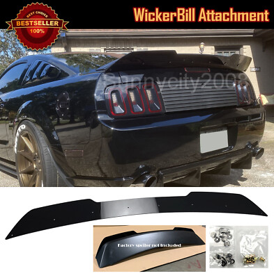 #ad Gloss Black Decklid Gurney flap Wing Wickerbill For 05 09 Mustang GT Spoiler $129.99