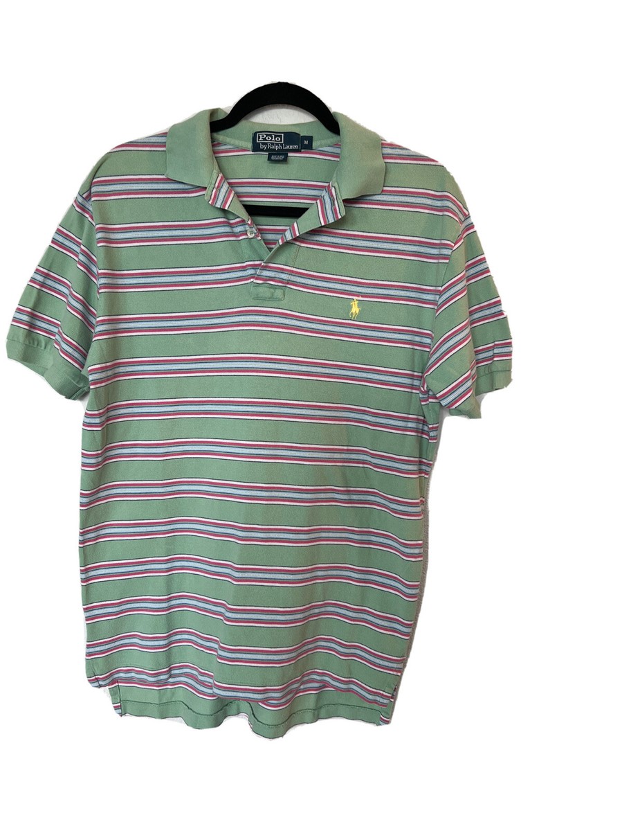MEN'S POLO by Ralph Lauren Mint Green Pink White Blue Stripes