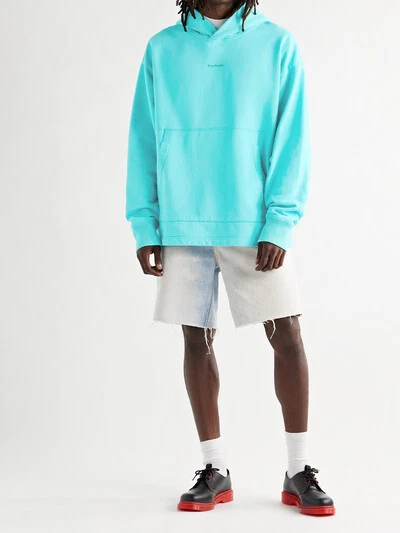 Felpa con cappuccio oversize Acne Studios Franklin stampa logo cotone jersey verde piccola