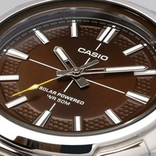 CASIO MTP-RS100D-5AV Solar Analog Watch with Brown Dial, New in Box
