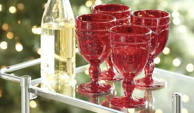 Priness House Marbella Ruby Pedestal Glasses Set of 4 3272