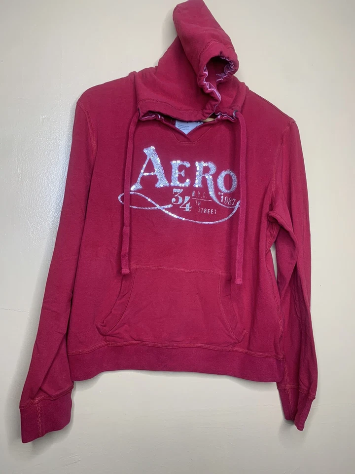 Sudadera con capucha roja Aeropostale para mujer talla grande Foto 4 de 4