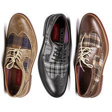 Metrocharm Men's Plaid Lace Up Wing Tip Classic Oxford Fashion Dress Shoes