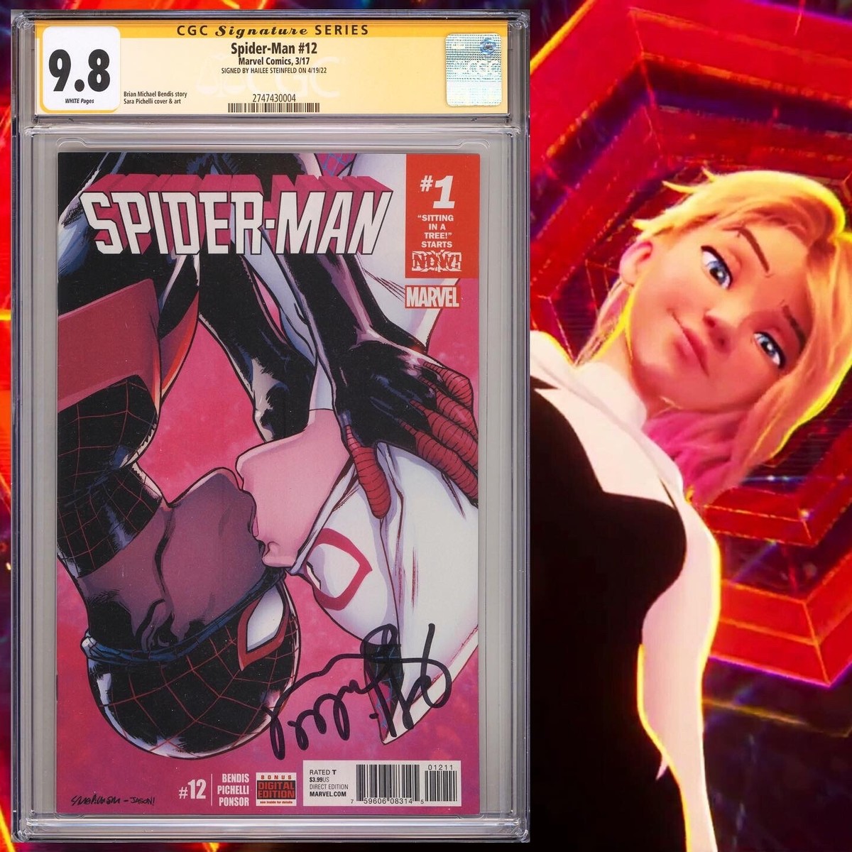 Hailee Steinfeld CGC SS 9.8 スパイダーグウェン CGC 9.8 SS Spider-man #12 signed by Hailee Steinfeld Miles Morales
