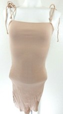 Urban Outfitters Women's Small Mini Dress Finn Ribbed Tie Strap Bodycon Tan EUC