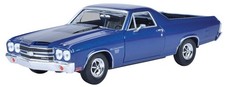 1970 Chevy El Camino Ss 396 Dark Blue Metallic With Black Stripes 124 Diecas...
