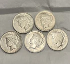 Lot of 5 - 1922 US $1 Silver Peace Dollars