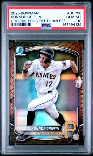 147594139 Konnor Griffin 2025 Bowman Chrome #BCP-86 Reptilian Refractor PSA 10
