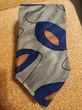 Mark Alexander Men's 100% Silk Tie Point Olive, Navy & Burnt Orange NWOT 