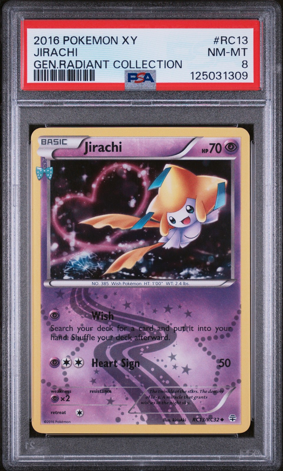 2016 POKEMON XY GENERATIONS RADIANT COLLECTION #RC13 JIRACHI PSA 8