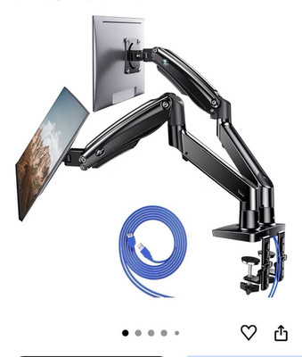 HUANUO HNDS7 Dual Monitor Desk Mount 13-40in VESA 75/100 Height Adj USB