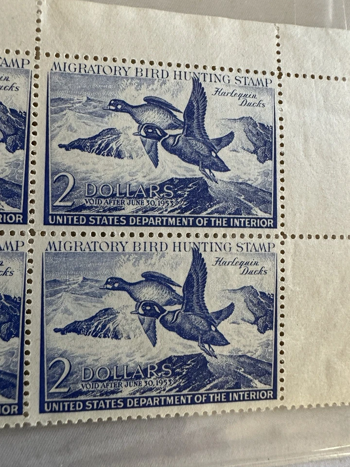 US STAMPS #RW19 DUCK PLATE BLOCK $2 OG NH - Image 4 of 4