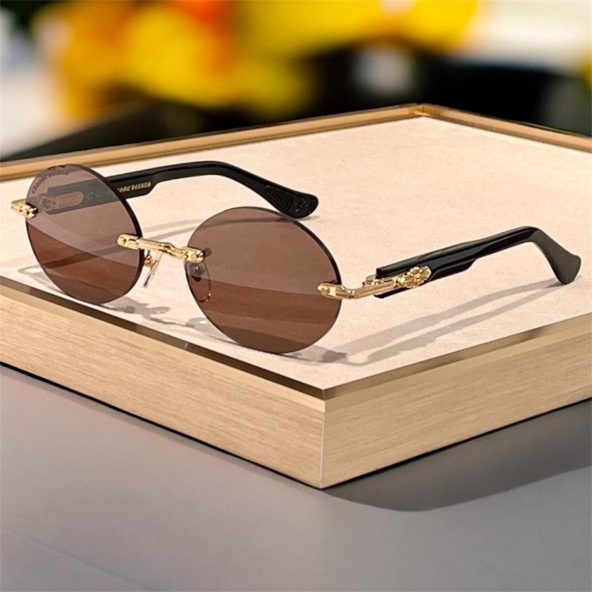 Chrome Hearts DEEP III Sunglasses 57-20-146 Luxury Rimless Gold