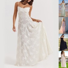 Sexy Flowers Lace Suspender Dress Summer Fashion Slim Back Lace-up Long Dresses