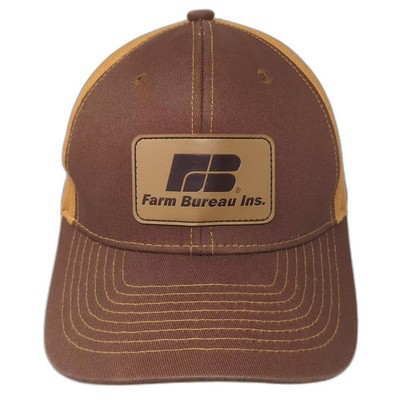 Buck's Bags Baseball Cap Brown Orange OS Farm Bureau Ins Idaho Logo Snapback Hat