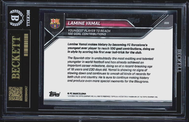 Lamine Yamal BGS BLACK LABEL 10 2026 Topps Now 100 Goal FC Barcelona Spain #5 view 3