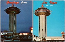 Vintage LAS VEGAS Nevada Postcard "LANDMARK HOTEL" Day  Night Views c1960s