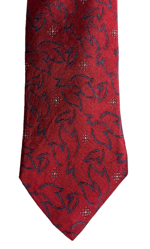 Ferrel Reed 100% silk Necktie Blue abstract on Burgundy made in Endland 58x3 1/4 - Image 4 of 4