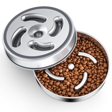 Slow Feeder Dog Bowls with Non-Slip Bottom Stainless Steel Metal Feeing 3 Cups