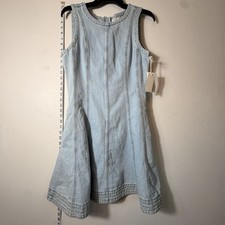 Free Assembly Denim Dress Sleeveless Pockets Flare Skirt Zip NWT S 4-6