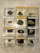 12 x Micromount Mineral Specimen Collection Boxed Labeled Worldwide Set PML