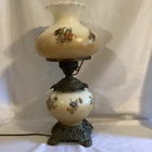 Antique Vintage GWTW Floral 3 Way Hurricane Lamp  21” High