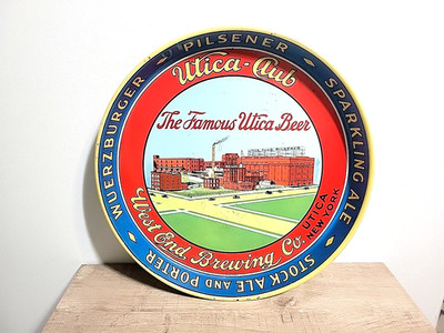 Vintage Rare UTICA CLUB Beer Advertising Tray 11 3/4'' WEST END BREWING NY