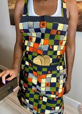 Multicolor Ankara Wax Print Apron: Mali African Kitchen Accessory