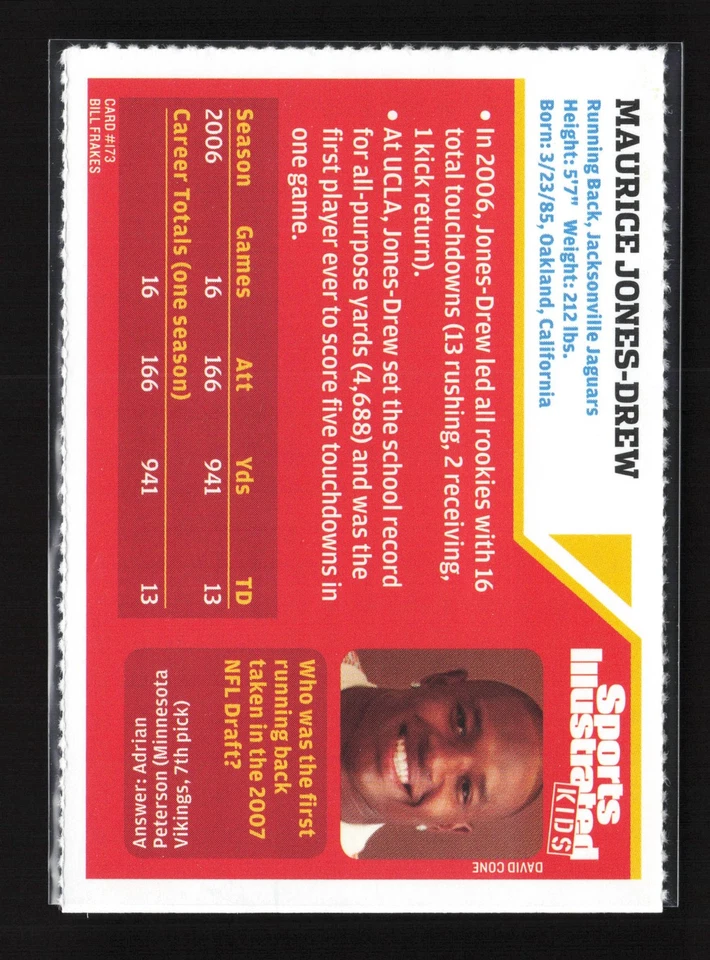 2007 Sports Illustrated for Kids Maurice Jones-Drew #173 Lis - Image 2 of 2