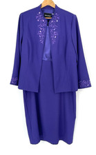 Melissa Harper Size 12 Purple Formal Dress With Jacket Sequin Embroidered