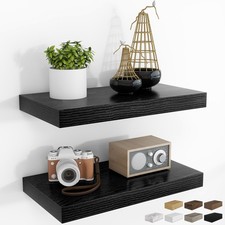 16 Inch Floating Shelves For Wall 2 Pack Rustic Wood Storage Invisible Brackets