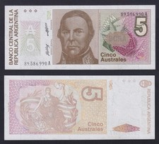 Argentina Banknote 5 Australes (1985-1989) P.-324b FDS/UNC