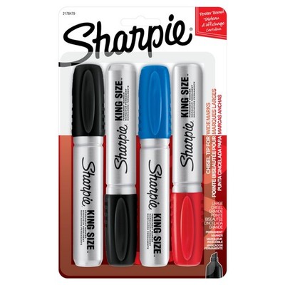 Sharpie King Size Permanent Marker, Large 4 Count (Pack of 1), Multicolor