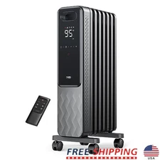 Electric Oil Filled Radiator Heater 1500W Indoor Remote Timer Safety Child Lock