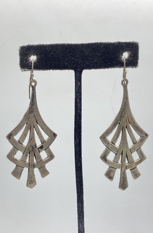 Sterling Silver Open Work Dangle / Drop Earrings … - image 1