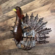 Rustic Metal Turkey Figurine Thanksgiving Fall Decor Distressed Farmhouse11x15"