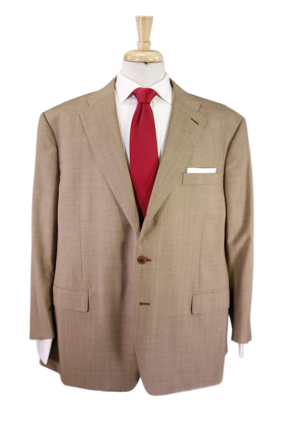 Balani Custom Suits Tailored Brown Plaid 2-Btn Wool Suit 46S
