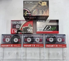 Maxell And TDK UR 60-90 Cassette Tapes Lot of 9 Factory Sealed 3 Opened But NEW